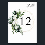 Tropische Palme und weiße Tischnummer<br><div class="desc">Dress up your wedding or Party Tische mit Ihrer Tropical Palm & White Floral Tischnummer Card.</div>