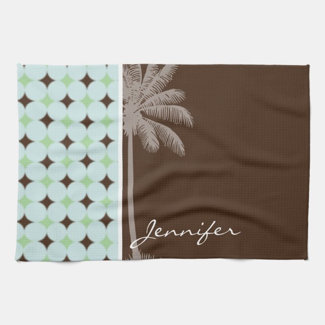 Tropische Palme; Weises Grün u. Brown Handtuch (Horizontal)