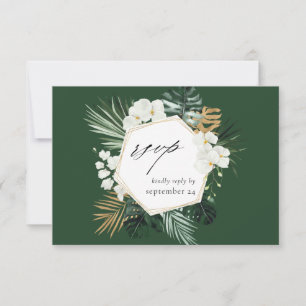 Tropische Palme & weiße Blüte RSVP Karte 2- G