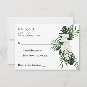 Tropische Palme & Weiße Flora UAWG RSVP Karte
