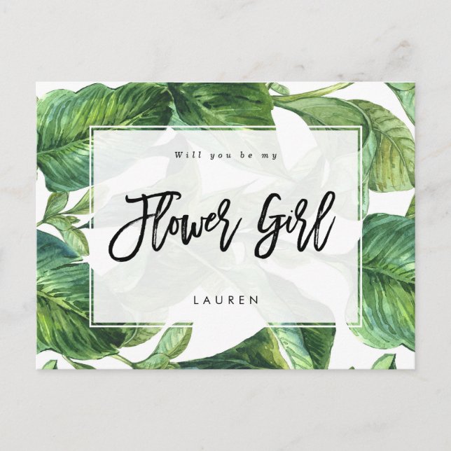 Tropische Palme werden Sie meine Blume Girl Card s Ankündigungspostkarte (Vorderseite)