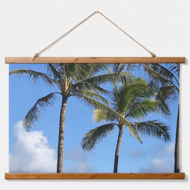 Tropische Palmen 36"x26" Wandteppich Mit Holzrahmen (Vorne)