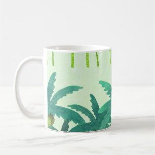 Tropische Palmen: Aquarellfarbenes, nahtloses Band Kaffeetasse