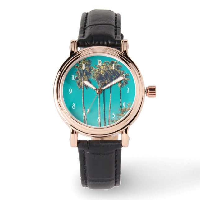 Tropische Palmen Armbanduhr (Vorderseite)