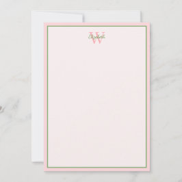 Tropische Palmen auf rosa Monogramm Mitteilungskarte
