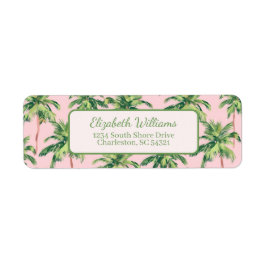 Tropische Palmen auf rosa Rücksendeadresse