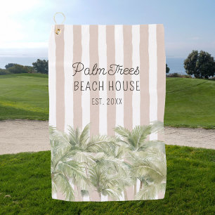 Tropische Palmen Bananen Streifen Strandhaus Golfhandtuch