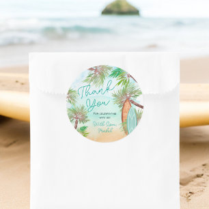 Tropische Palmen Beachbaby an Bord der Dusche Runder Aufkleber