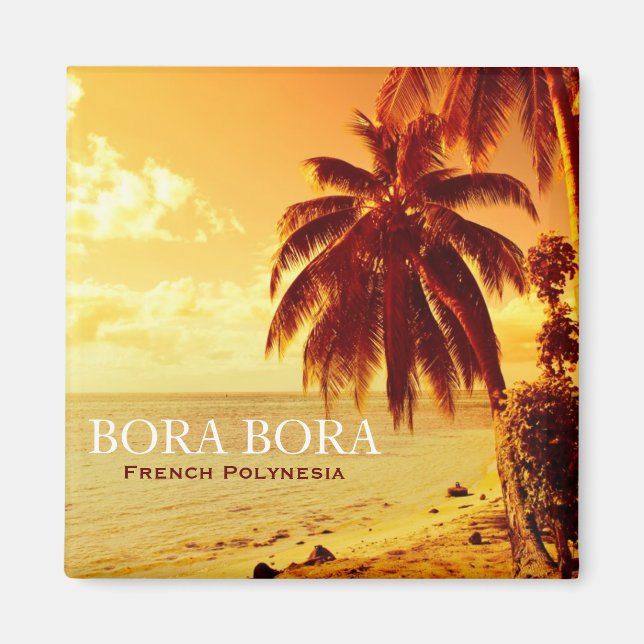 Tropische Palmen bei Sonnenuntergang Bora Bora Mag Magnet (Vorne)