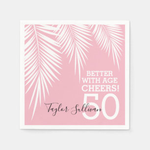 Tropische Palmen Birthday Pink Serviette