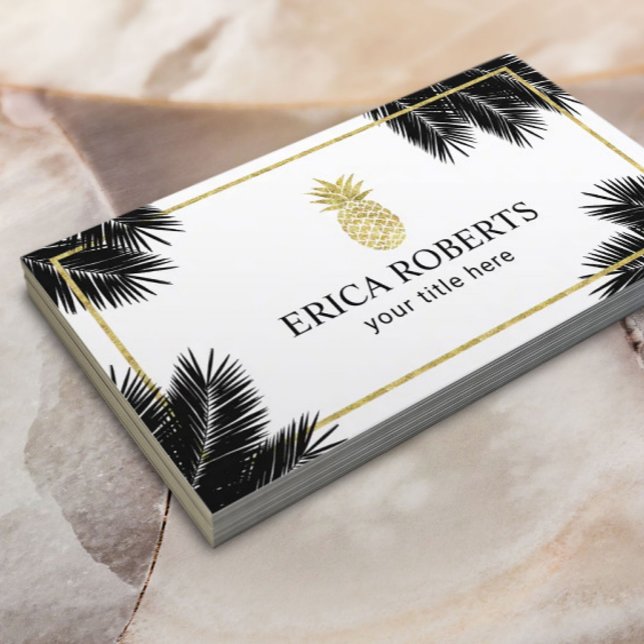 Tropische Palmen-Blätter für Ananas Gold Moderne Visitenkarte (Von Creator hochgeladen)