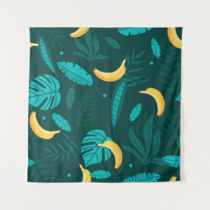 Tropische Palmen Blätter Nahtlose Muster. Bananens Wandteppich