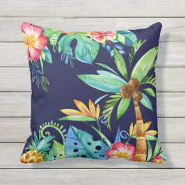 Tropische Palmen & Blumengewässer Blaue Seenart Kissen