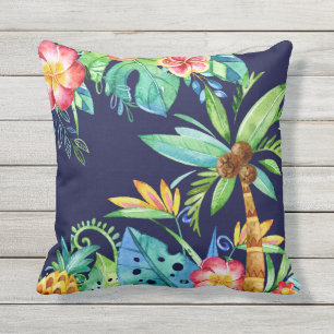 Tropische Palmen & Blumengewässer Blaue Seenart Kissen