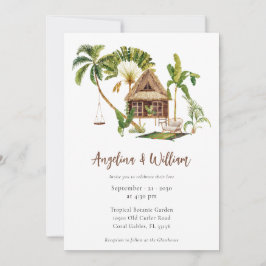 Tropische Palmen-Botanical-Hochzeit Einladung