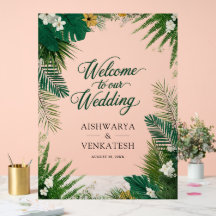 Tropische Palmen Botanische Farn Hochzeit Begrüßun