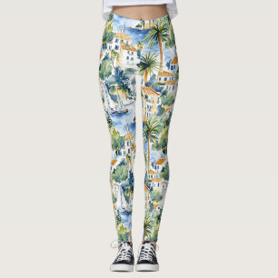Tropische Palmen Französische Riviera Leggings