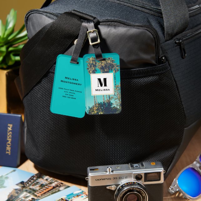 Tropische Palmen Gepäckanhänger (Vorderseite & Rückseite)