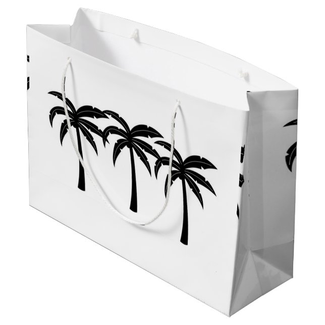 Tropische Palmen Große Geschenktüte (Rückseite Schrägansicht)