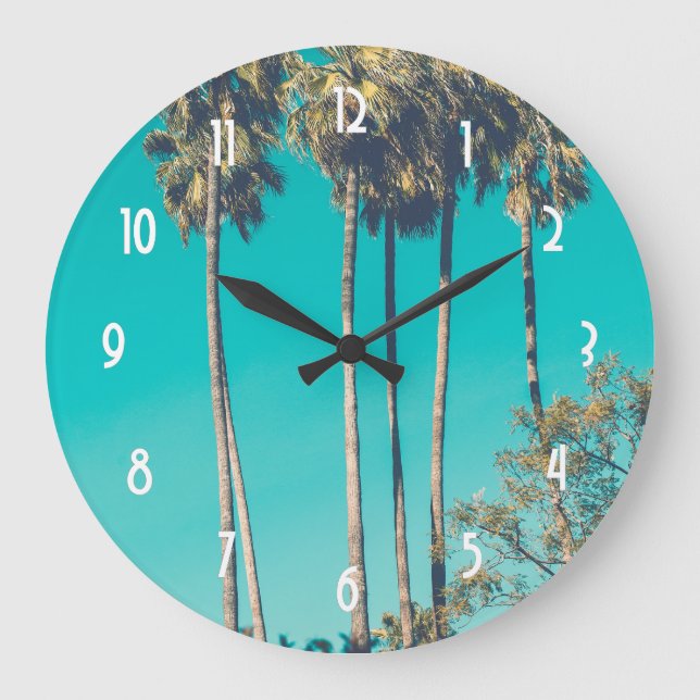 Tropische Palmen Große Wanduhr (Vorderseite)