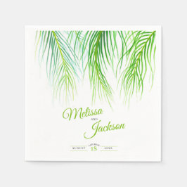 Tropische Palmen Hochzeit Grün und Weiß Serviette