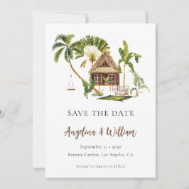 Tropische Palmen Hochzeit Save the Date Einladung