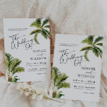 Tropische Palmen Hochzeitsfeiern Einladung<br><div class="desc">Das Tropical Palm Trees Wedding Invitation ist die perfekte Wahl für Paare, die Sonne, Meer und Sand Liebe. Das tropische Design umfasst eine üppige Vegetation, exotische Blume und eine Touch von Strandelementen wie Palmen und Muscheln. Unsere Einladungen sind die perfekte Möglichkeit, Ihren Hochzeitstag Ihren Gästen zu verkünden. Auf hochwertigen Kartons...</div>