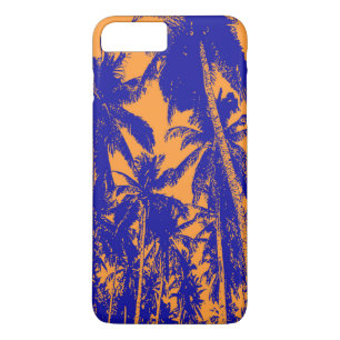 Tropische Palmen in Blau und Orange Case-Mate iPhone Hülle
