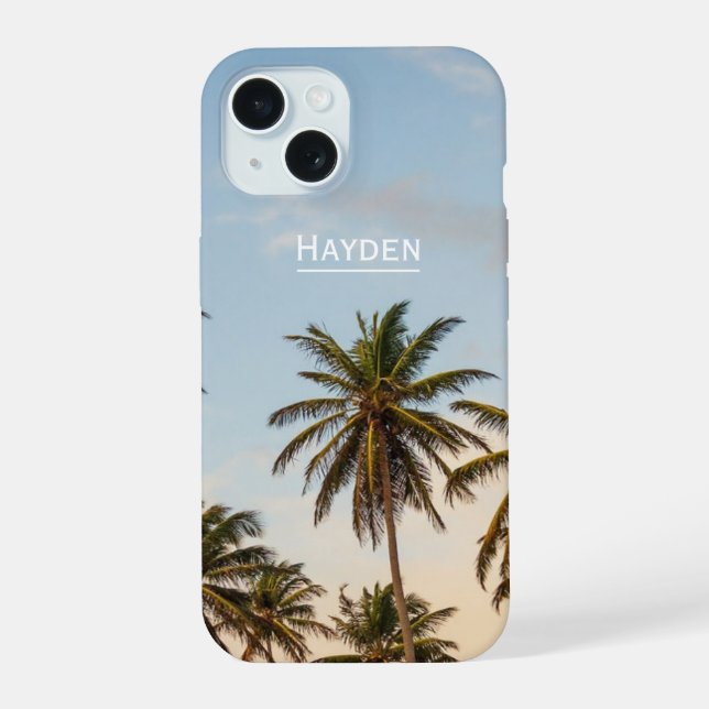 Tropische Palmen iPhone 15 Hülle (Rückseite)