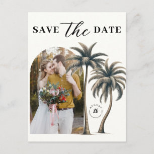 Tropische Palmen Küstenhochzeit Foto Save the Date Ankündigungspostkarte