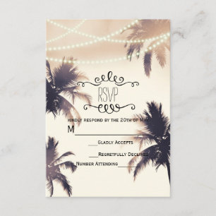 Tropische Palmen & Lichter Cream Dream RSVP Karte