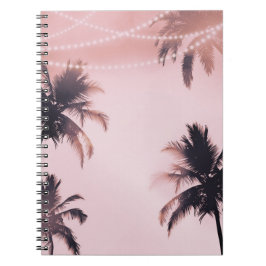 Tropische Palmen & Lichter Pink Beach Notizblock