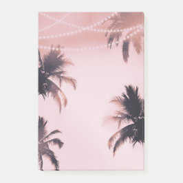 Tropische Palmen & Lichter Pink Beach Post-it Klebezettel