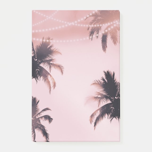 Tropische Palmen & Lichter Pink Beach Post-it Klebezettel (Vorderseite)