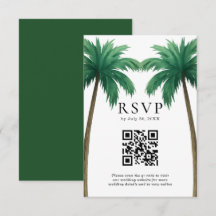Tropische Palmen Minimal Strand Hochzeit QR Code