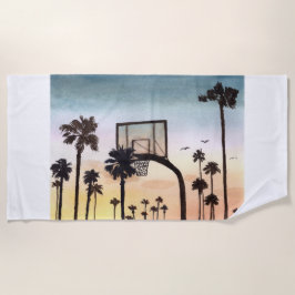 Tropische Palmen mit Basketballfeld Strandtuch