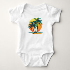 Tropische Palmen mit lebendigem Sonnenuntergang Baby Strampler