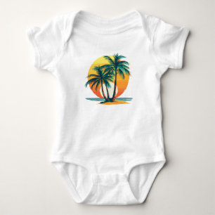 Tropische Palmen mit lebendigem Sonnenuntergang Baby Strampler