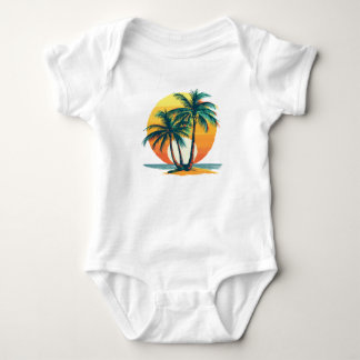 Tropische Palmen mit lebendigem Sonnenuntergang Baby Strampler