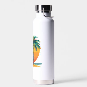 Tropische Palmen mit lebendigem Sonnenuntergang  Trinkflasche