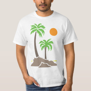 Tropische Palmen mit Sonne auf einer kleinen Insel T-Shirt
