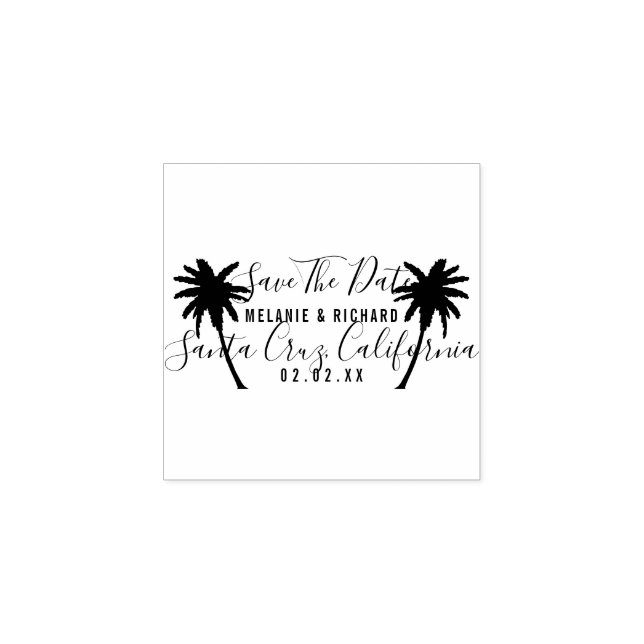 Tropische Palmen | Moderne Save the Date Hochzeit Gummistempel (Prägung)