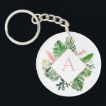 Tropische Palmen Monogramm Rosa Hochzeit Schlüsselanhänger<br><div class="desc">Zielort - Tropical Palms Beach Botanical Blush Pink und Green Watercolor Spring Wedding Monogram Schlüsselanhänger (Key Chain) - beinhaltet eine schöne und elegante Schrift-Typografie mit modernen botanischen Blätter und Grünpflanzen für das besondere Geschenk für eine Hochzeit, Brautparty (Bride oder Bridesmaid), Babydusche, Junggeselinnen-Abschied, Sweet 16, 16, 18. 1., 30., 40., 50.,...</div>