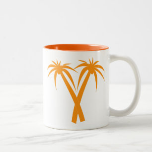 Tropische Palmen orange Sommer Zweifarbige Tasse