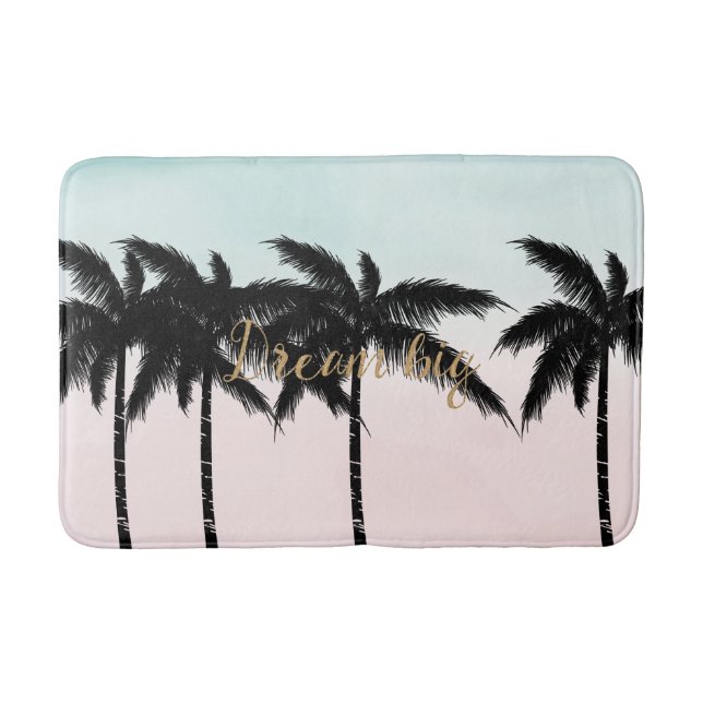 Tropische Palmen Pink Mint Ombre Gold Traum groß Badematte (Vorderseite)