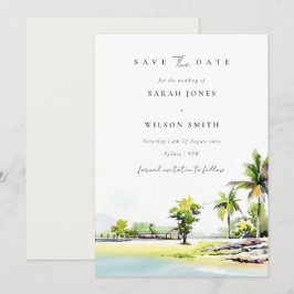 Tropische Palmen Save the Date Karte