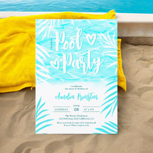 Tropische Palmen Sommerblau Party Sweet 16 Einladung