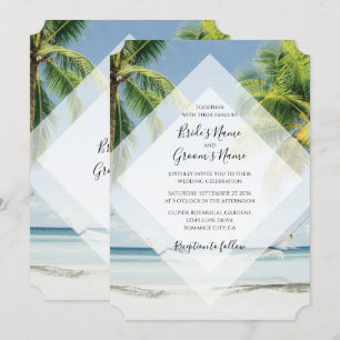 Tropische Palmen Strand Hochzeitseinladungen Einladung