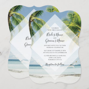 Tropische Palmen Strand Hochzeitseinladungen Einladung