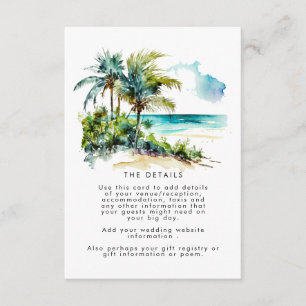 Tropische Palmen Strand Hochzeitskarte Begleitkarte